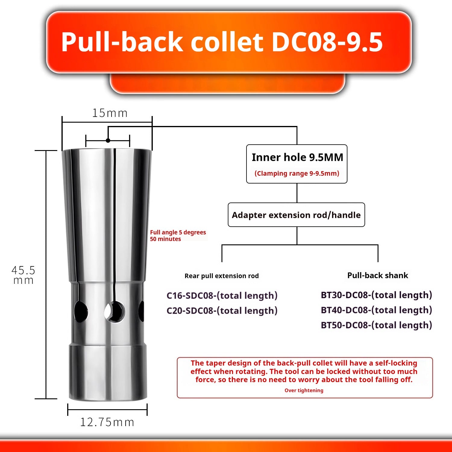 6026 Pull Back Collet DC4 DC6 DC8 DC12 Pull Back Collet Spring Collet Taiwan High Precision Latch Shandong Denso Pricision Tools Co.,Ltd.